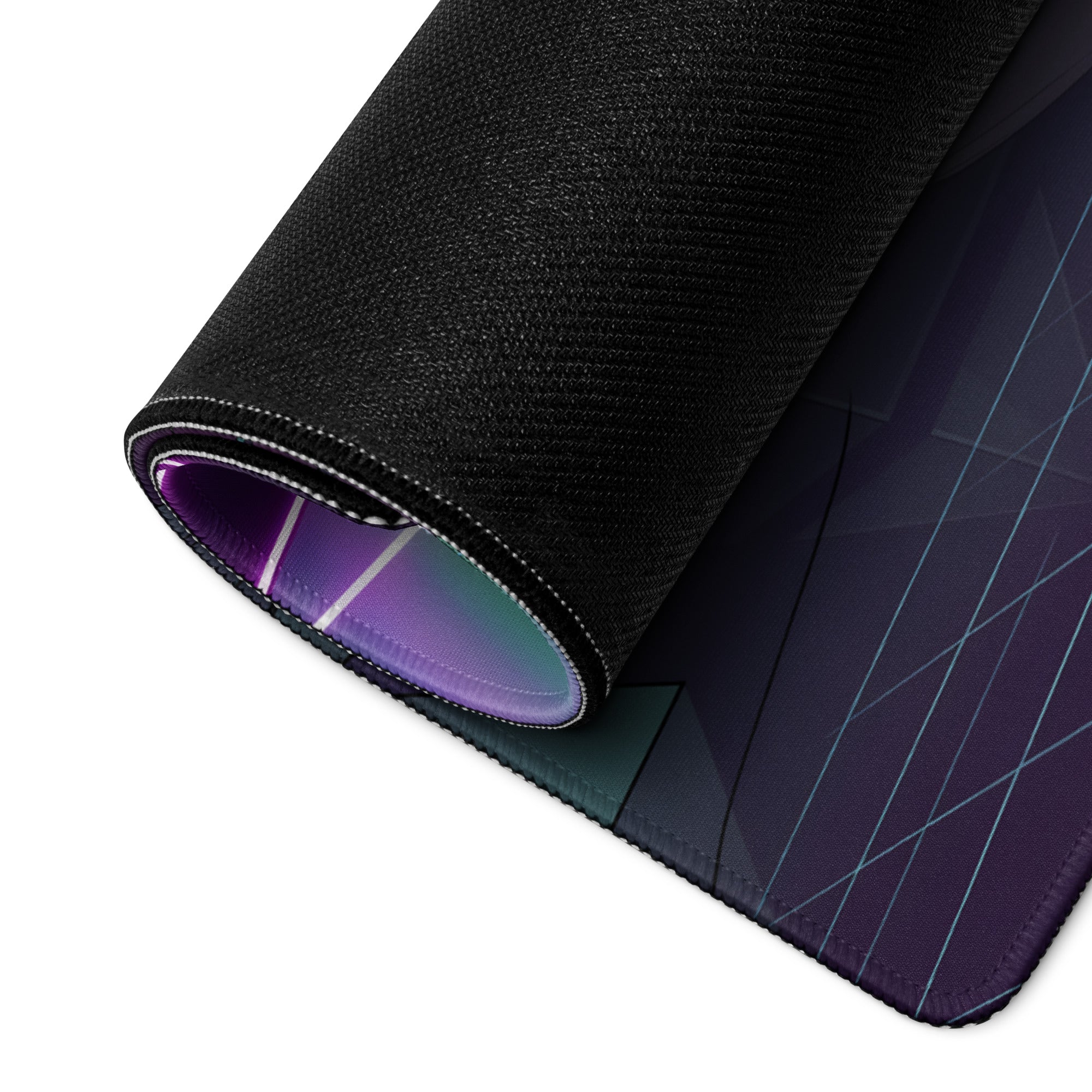 Lamborghini Huracán Performante Inspired White Purple Vaporwave Gaming Mouse Pad – Neon Pyramid Garage Desk Mat, Retro Futuristic Supercar Digital Art