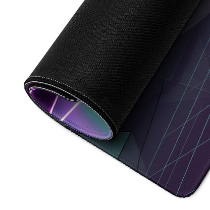 Lamborghini Huracán Performante Inspired White Purple Vaporwave Gaming Mouse Pad – Neon Pyramid Garage Desk Mat, Retro Futuristic Supercar Digital Art