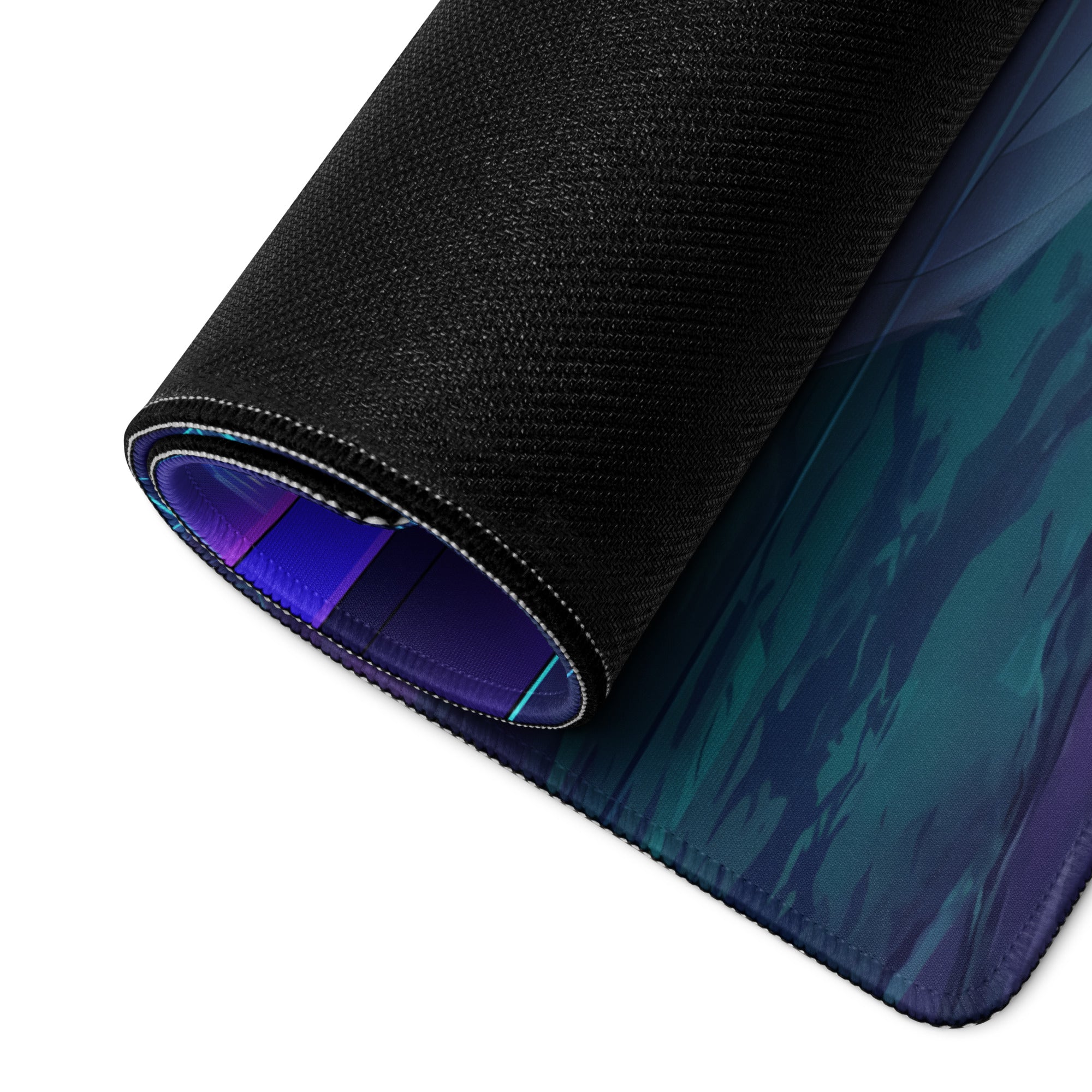 Ferrari 488 GTB Inspired White Blue Vaporwave Gaming Mouse Pad – Neon Futuristic Garage Desk Mat, Dreamy Cyber City Digital Supercar Art