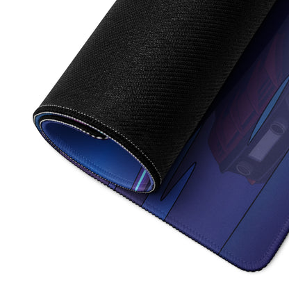 Lamborghini Huracán EVO Inspired Orange Blue Vaporwave Gaming Mouse Pad – Neon Modern Mansion Desk Mat, Futuristic Synthwave Supercar Digital Art