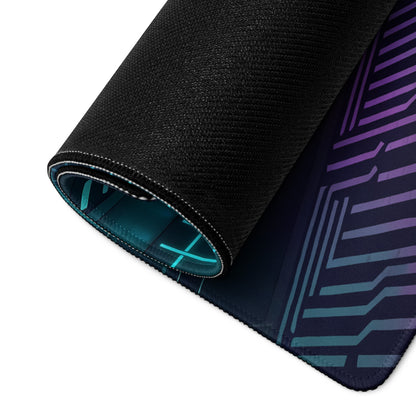 Porsche 911 GT3 Touring Inspired Yellow Cyan Vaporwave Gaming Mouse Pad – Neon Futuristic Garage Desk Mat, Cyberpunk Sports Car Digital Art