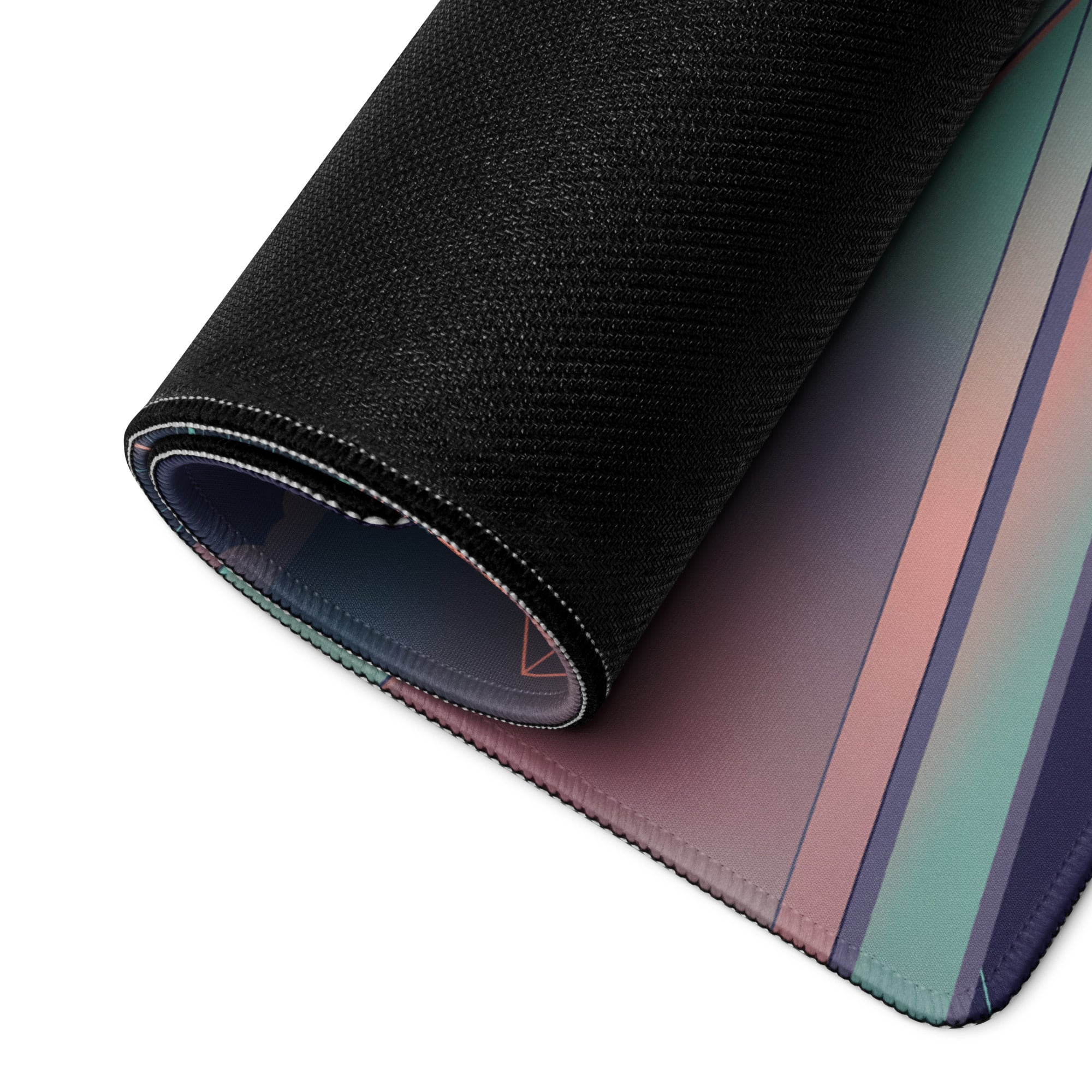 Ford GT Mk IV Inspired Silver Teal Vaporwave Gaming Mouse Pad – Neon Retro Highway Desk Mat, Futuristic Mountain Sunset Supercar Digital Art