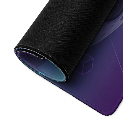 Lamborghini Huracán STO Inspired White Purple Vaporwave Gaming Mouse Pad – Neon Cyan Grid Desk Mat, Retro Futuristic Supercar Digital Art