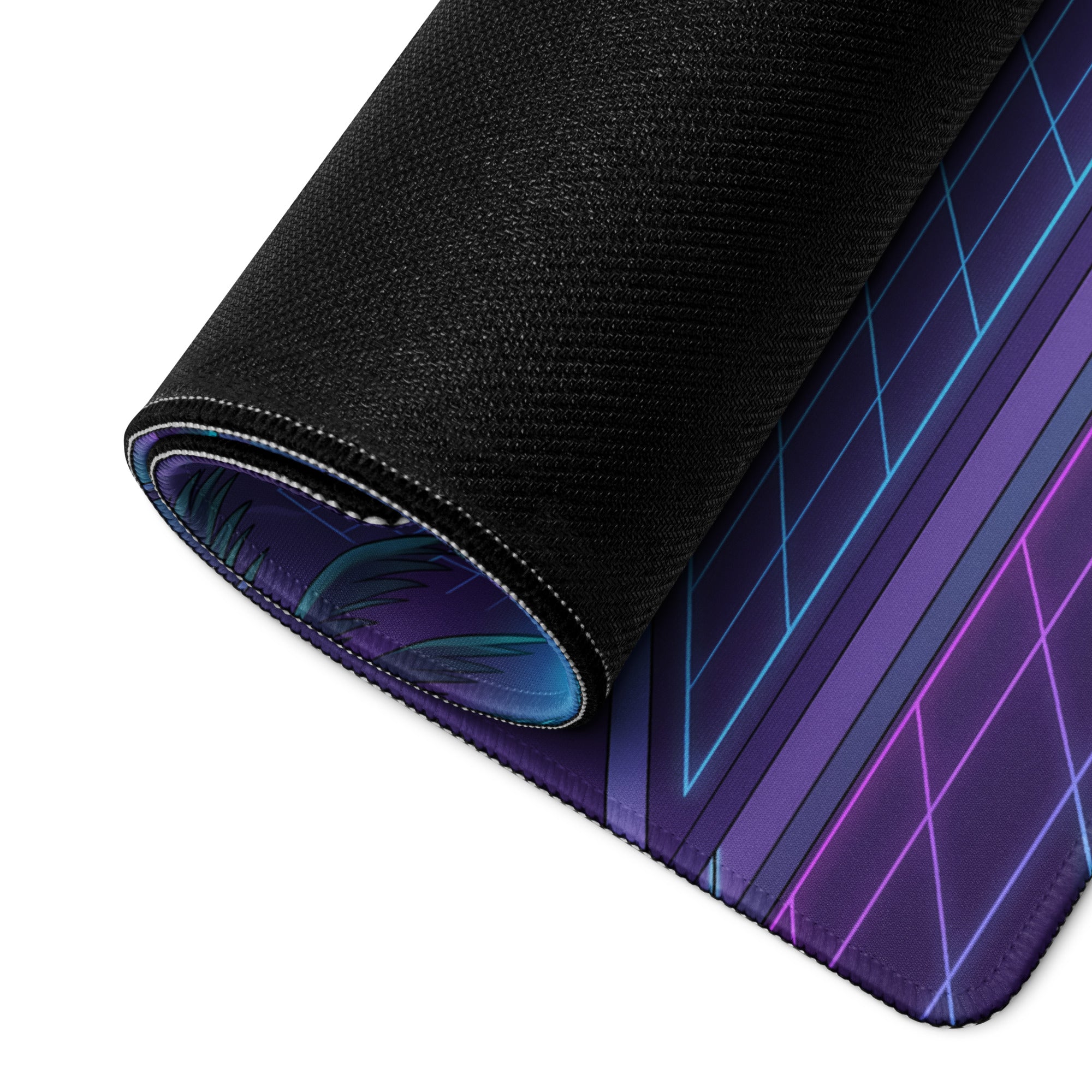 Pagani Zonda Cinque Inspired White Purple Vaporwave Gaming Mouse Pad – Neon Cyber City Desk Mat, Retro Futuristic Hypercar Digital Artwork
