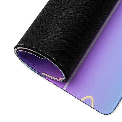 Lamborghini Aventador SVJ Inspired White Purple Vaporwave Gaming Mouse Pad – Neon Futuristic City Desk Mat, Retro Synthwave Supercar Digital Art