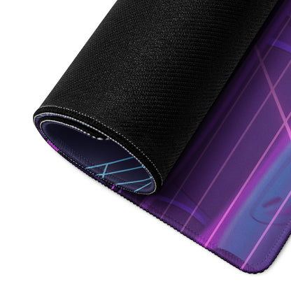 McLaren 720S GT3 Inspired Cyan Pink Vaporwave Gaming Mouse Pad – Neon Sunset Grid Desk Mat, Retro Futuristic Race Car Digital Artwork