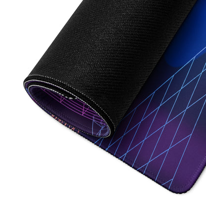 Porsche 911 GT3 RS Inspired Green Vaporwave Gaming Mouse Pad – Neon Cyberpunk Grid Showroom Desk Mat with Retro Futuristic Synthwave Art
