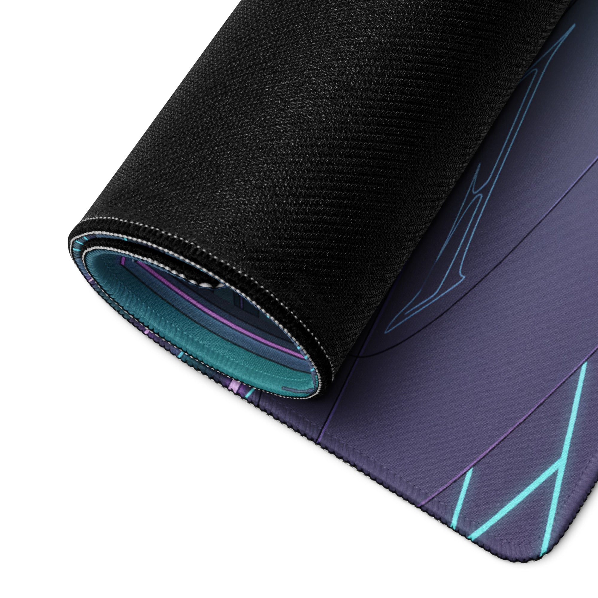 BMW M 1000 RR Inspired Black Teal Vaporwave Gaming Mouse Pad – Neon Cyber City Desk Mat, Futuristic Sportbike Digital Artwork