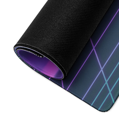 BMW M 1000 RR Inspired Black Purple Vaporwave Gaming Mouse Pad – Neon Sunset Grid Desk Mat, Retro Futuristic Superbike Digital Artwork