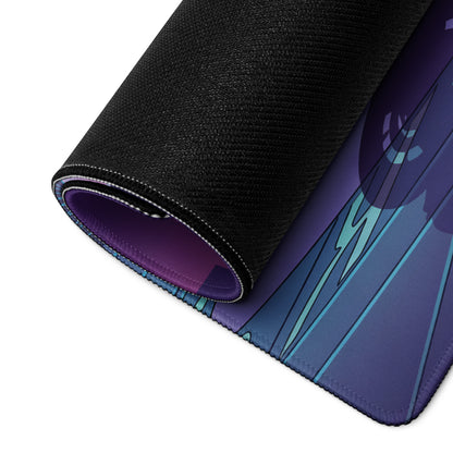 BMW M1000RR Inspired Black Red Vaporwave Gaming Mouse Pad – Neon Purple City Grid Desk Mat, Retro Futuristic Synthwave Sportbike Digital Art