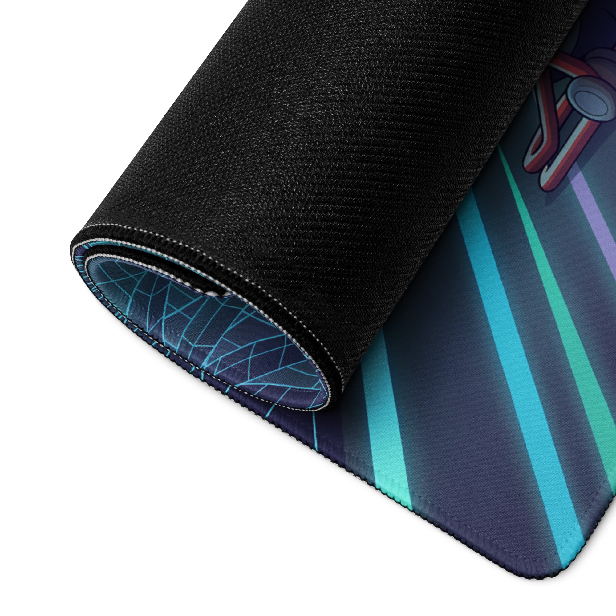 Suzuki GSX-R1000R Inspired Blue Lime Vaporwave Gaming Mouse Pad – Neon Cyber City Grid Desk Mat, Retro Futuristic Synthwave Sportbike Art