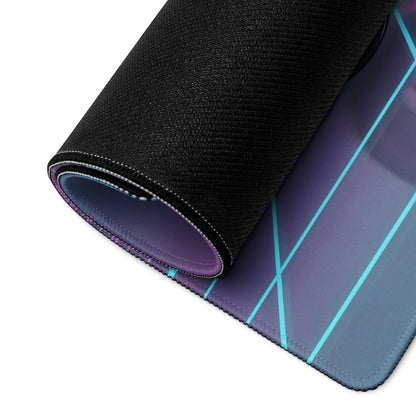 BMW S1000RR Inspired Magenta Black Vaporwave Gaming Mouse Pad – Neon Sunset Grid Desk Mat, Retro Futuristic Synthwave Sportbike Digital Art