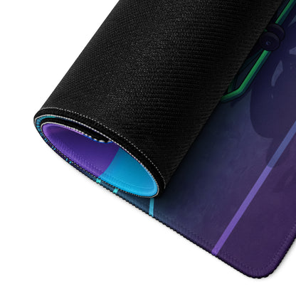Kawasaki Ninja ZX-6R Inspired Green Purple Vaporwave Gaming Mouse Pad – Neon Sunset Grid Desk Mat, Retro Futuristic Synthwave Sportbike Art