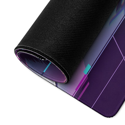 BMW M 1000 RR Inspired Black Cyan Vaporwave Gaming Mouse Pad – Neon Sunset Grid Desk Mat, Retro Futuristic Synthwave Superbike Digital Art