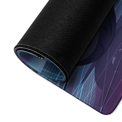 Sportster S Inspired White Blue Vaporwave Gaming Mouse Pad – Neon Cyber Garage Desk Mat, Futuristic Cruiser Motorcycle Digital Art