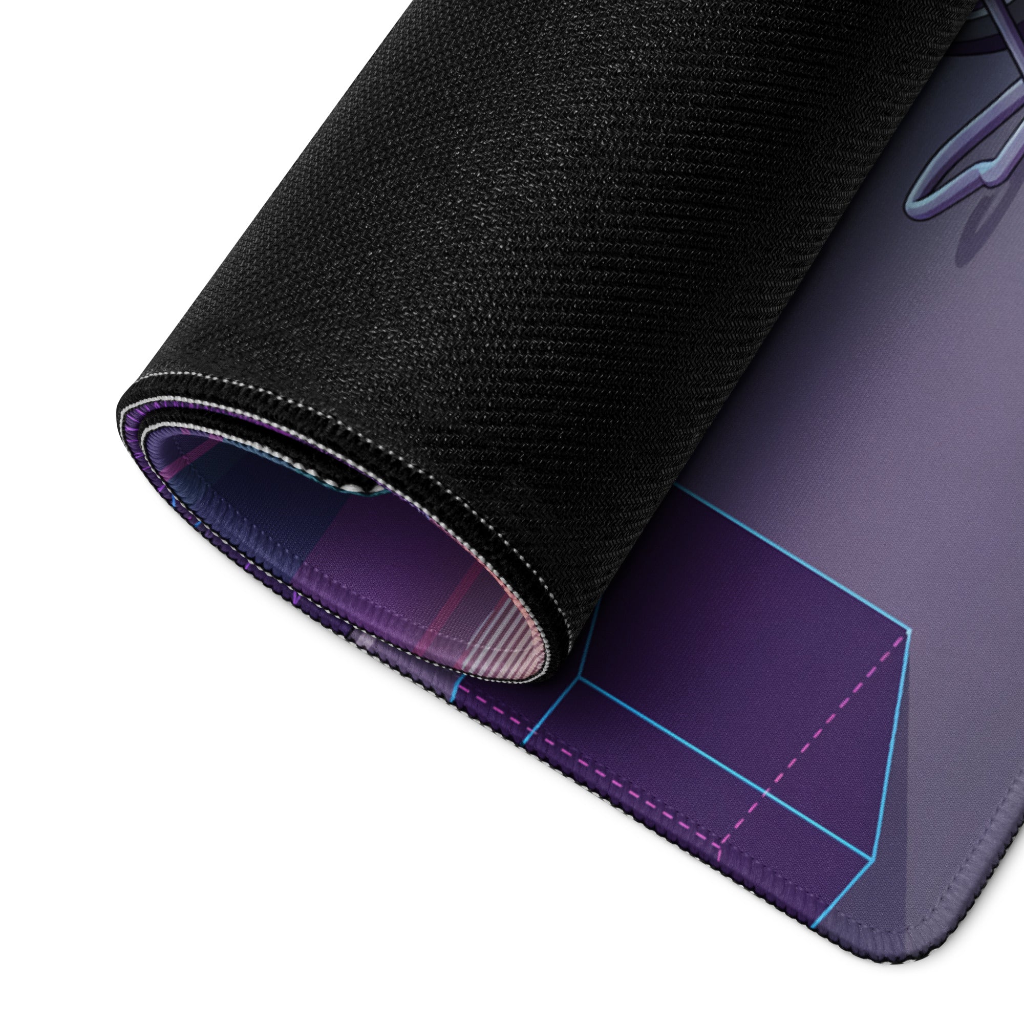 Yamaha R1M Inspired Silver Purple Vaporwave Gaming Mouse Pad – Neon Sunset Grid Desk Mat, Retro Futuristic Supersport Motorcycle Digital Art