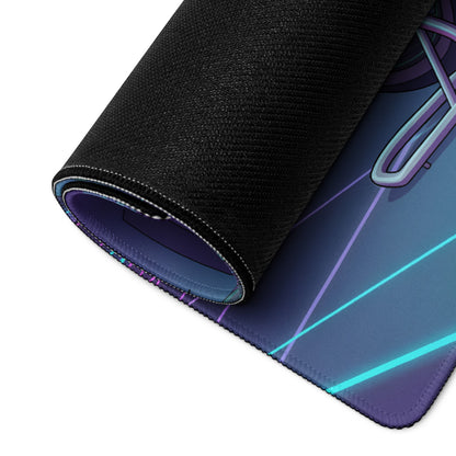 Kawasaki Ninja ZX-10R Inspired Teal Purple Vaporwave Gaming Mouse Pad – Neon Racetrack Desk Mat, Retro Futuristic Superbike Digital Art