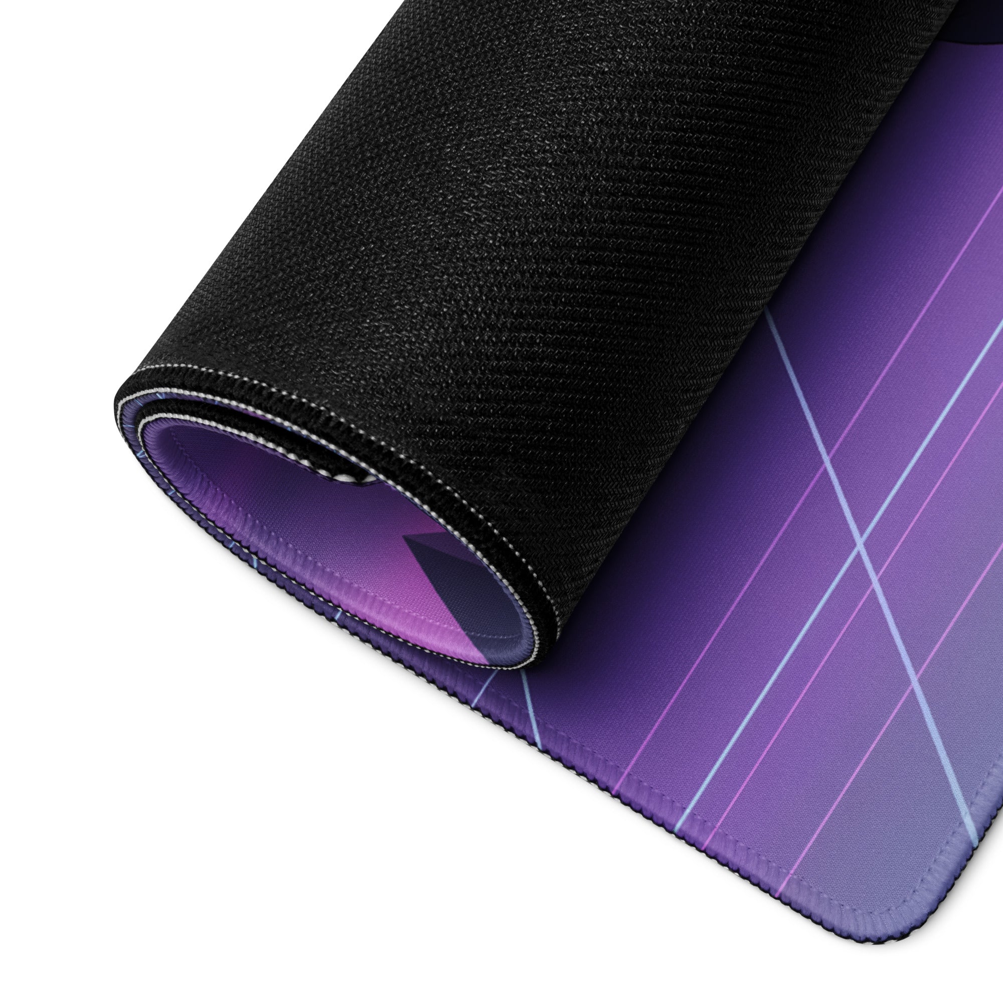 BMW S1000RR Inspired White Purple Vaporwave Gaming Mouse Pad – Neon Grid Dreamscape Desk Mat, Retro Futuristic Superbike Digital Art