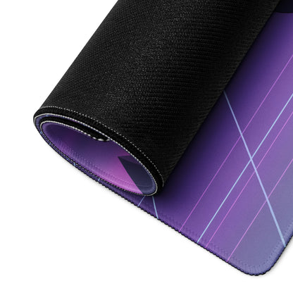 BMW S1000RR Inspired White Purple Vaporwave Gaming Mouse Pad – Neon Grid Dreamscape Desk Mat, Retro Futuristic Superbike Digital Art