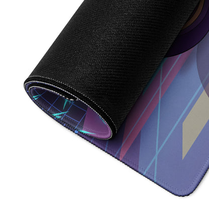 MV Agusta Superveloce 800 Inspired White Gold Vaporwave Gaming Mouse Pad – Neon Palm Sunset Desk Mat, Retro Futuristic Café Racer Digital Art