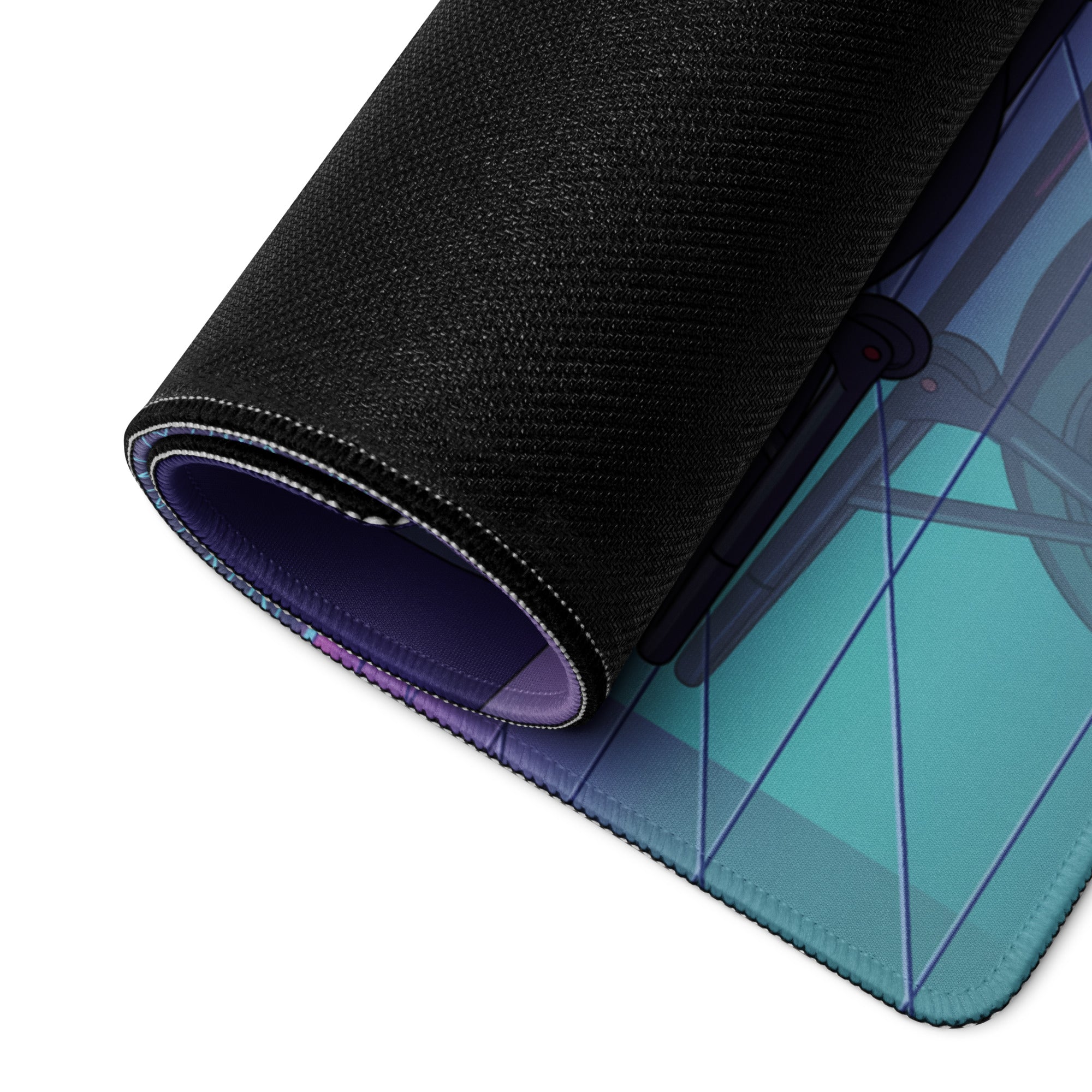 Aprilia RSV4 Xtrenta Inspired Blue Teal Vaporwave Gaming Mouse Pad – Neon Purple Cyber Garage Desk Mat, Retro Futuristic Geometric Motorcycle Digital Art