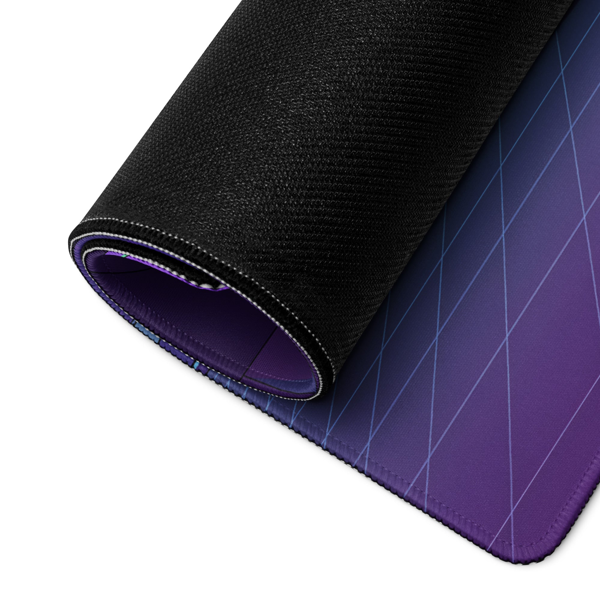 Indian Scout Bobber Inspired Purple Teal Vaporwave Gaming Mouse Pad – Neon Retro Arcade Garage Desk Mat, Futuristic Cruiser Motorcycle Digital Art