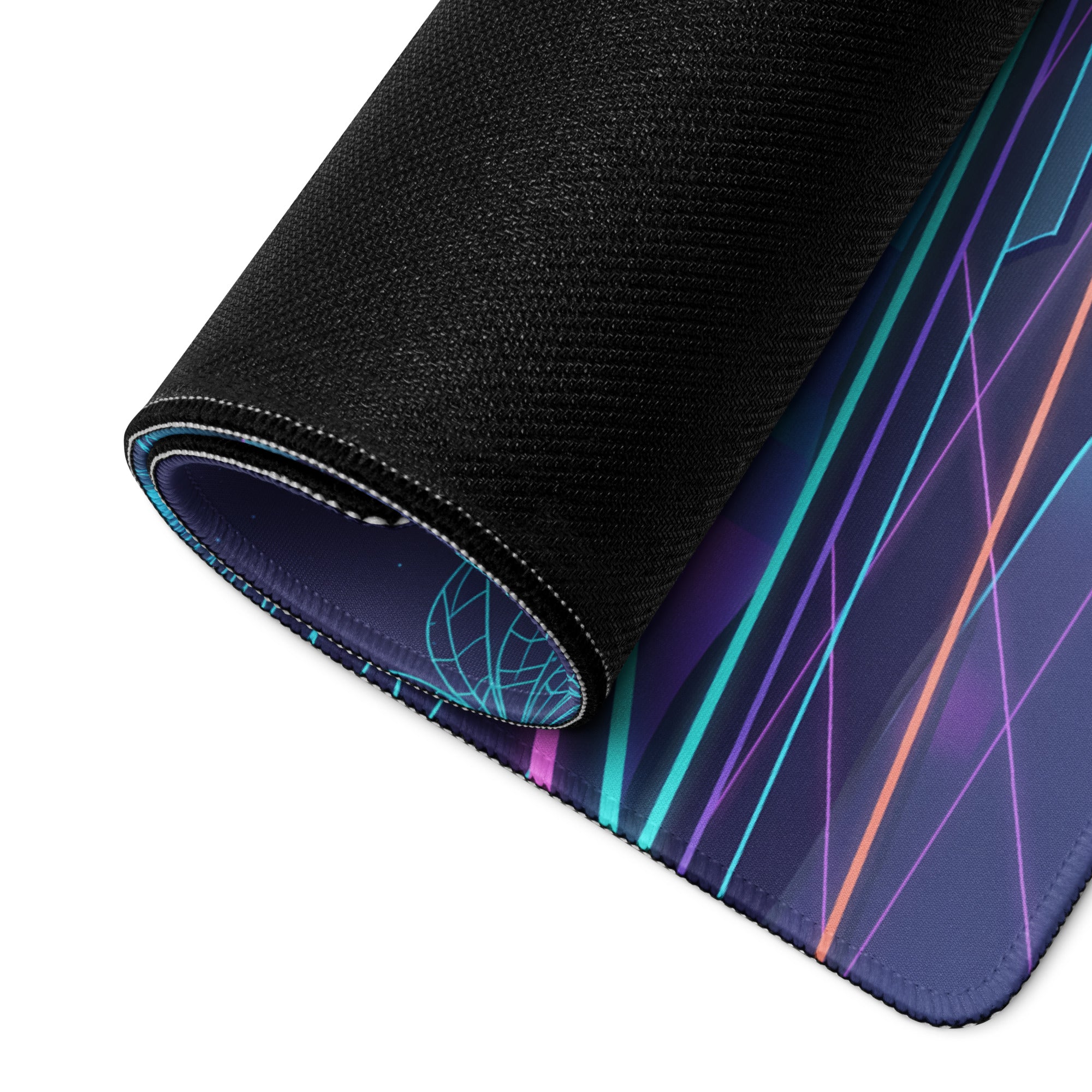 Aprilia RSV4 Xtrenta Inspired White Orange Blue Vaporwave Gaming Mouse Pad – Neon Cosmic Grid Desk Mat, Retro Futuristic Synthwave Sportbike Vector Art