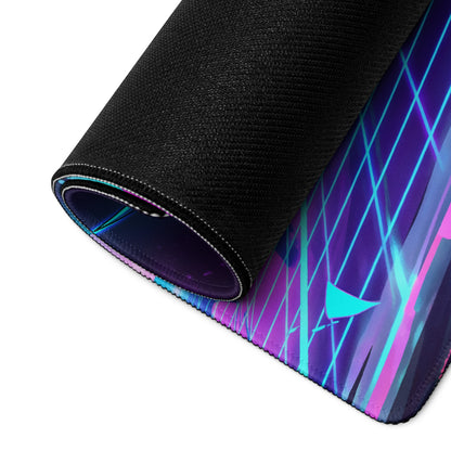Neon Vaporwave Gaming Pad - Gaming Mouse Pad Purple Neon Blue Desktop Setup Vaporwave Cyberpunk Vibrant Mood Digital Art