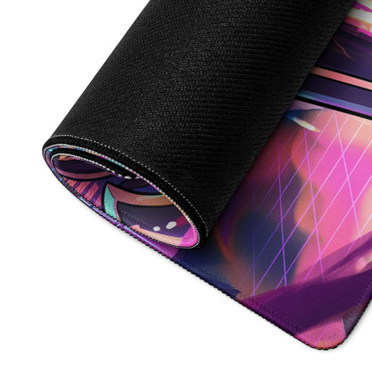 Vaporwave Neon Goddess Mouse Pad - Vaporwave Goddess Neon Purple Pink Gaming Setup Retro Futurism Cyberpunk Desk Digital