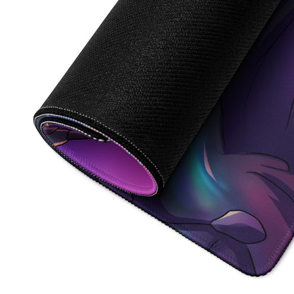 Vaporwave dragon mouse pad black and purple anime-themed textured surface neon pink purple blue gaming mat