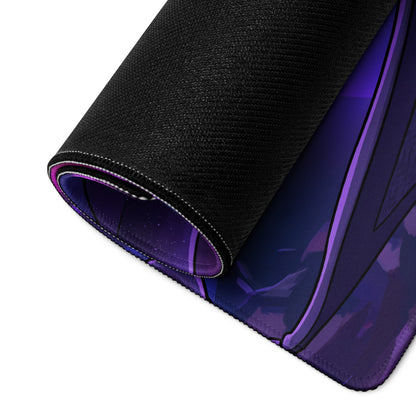 Black and purple vaporwave neon anime mouse pad with textured surface featuring anime style digital art design