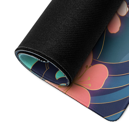 Vaporwave Neon Sakura Mouse Pad - Mouse Pad Neon Purple Turquoise Vaporwave Nostalgia Aesthetic Desk Digital Art