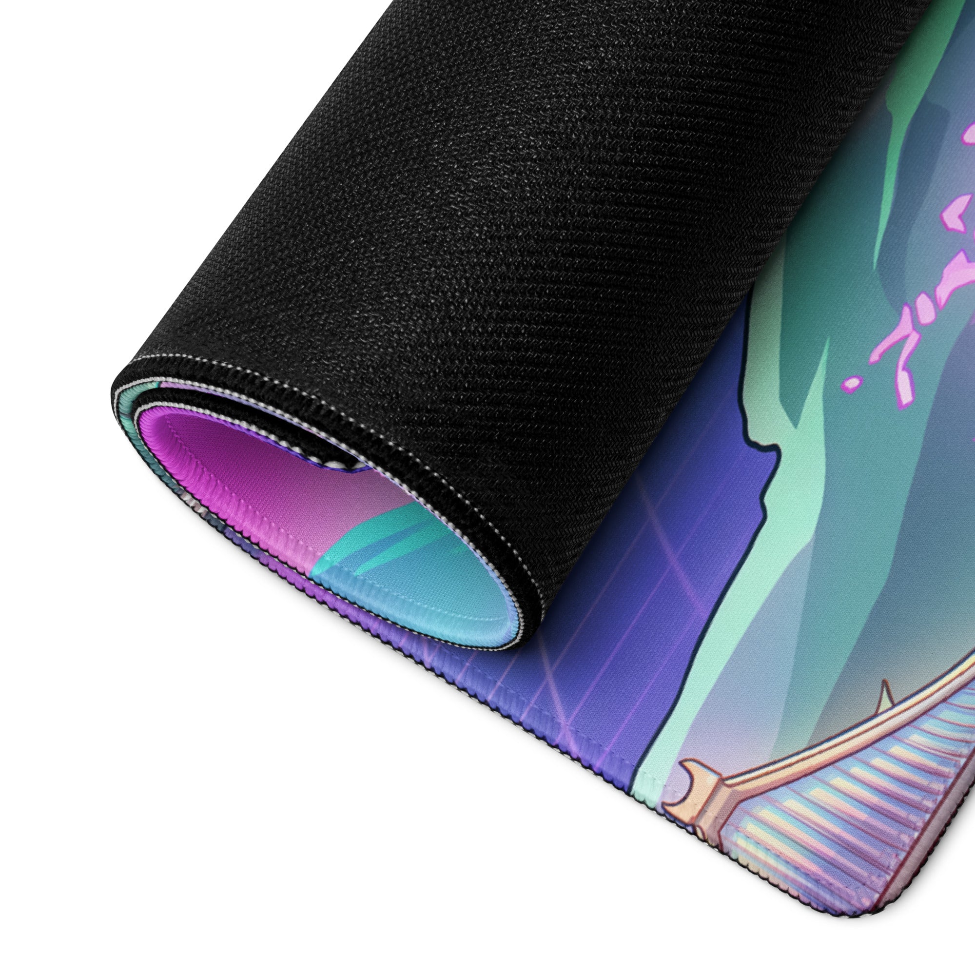 Vaporwave Mountain Mirage Mouse Pad - Vaporwave Mouse Pad Purple Pink Blue Gaming Retrofuturism Neon Mood Artwork