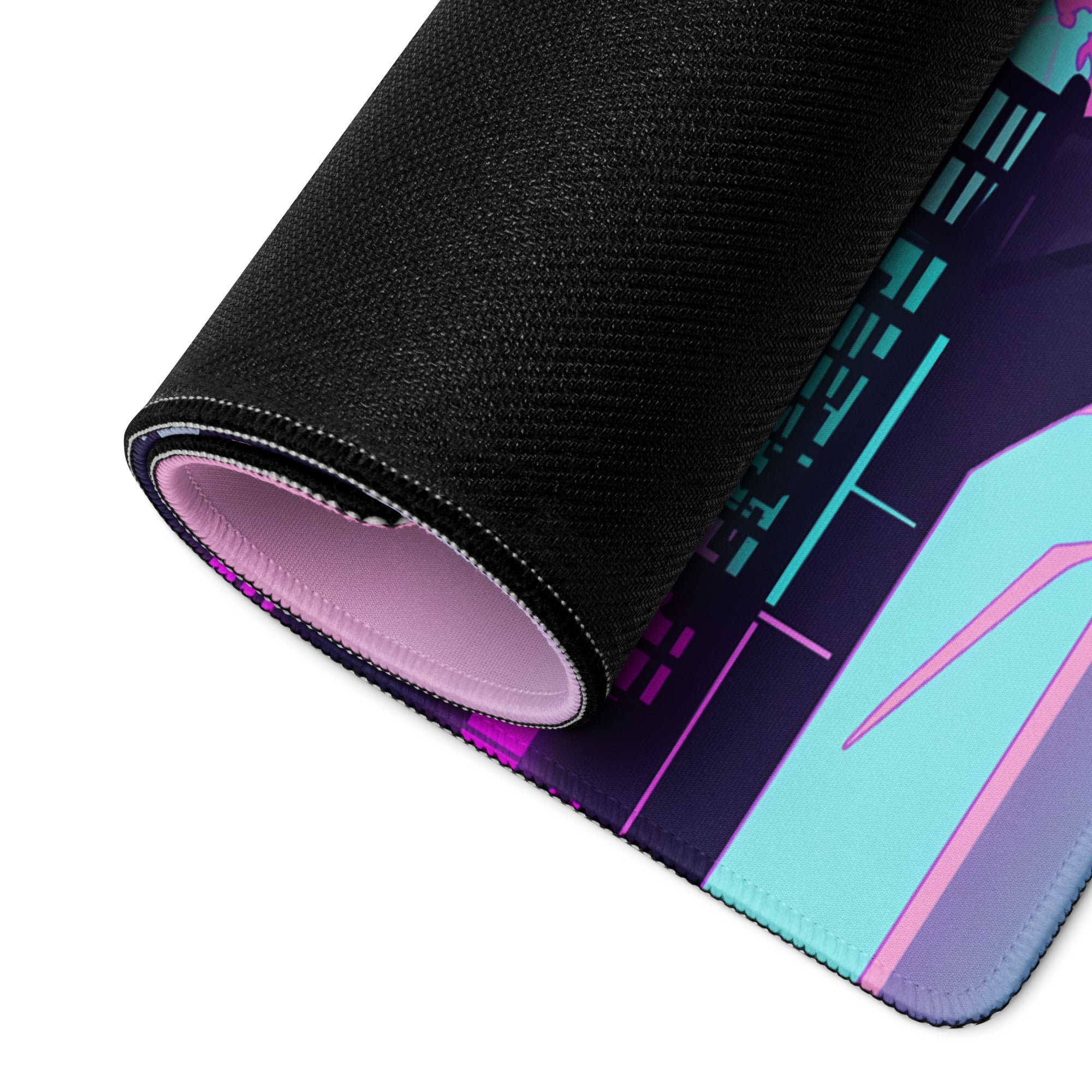 Vaporwave Neon Fuji Pad - Vaporwave Gaming Mouse Pad Pink Purple Gradient Dreamy Mood Neon Decor Digital Art