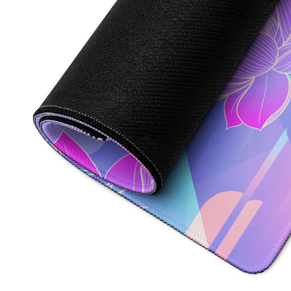 Vaporwave Sunset Koi Gaming Mouse Pad - Gaming Mouse Pad Purple Pink Gradient Desk Setup Vaporwave Dreamy Neon Retro Futurism Koi Digital Art