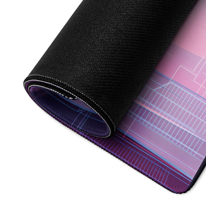 Vaporwave Neon Mouse Pad - Mouse Pad Pink Purple Neon Gaming Desk Vaporwave Neon Retro Mood Non Slip Large Digital Print