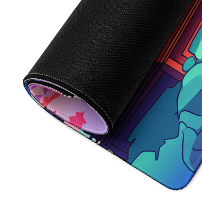 Vaporwave Neon Cityscape Mouse Pad - Gaming Mouse Pad Pastel Pink Purple Teal Sunset Desk Dreamy Retro Futurism Desk Mat