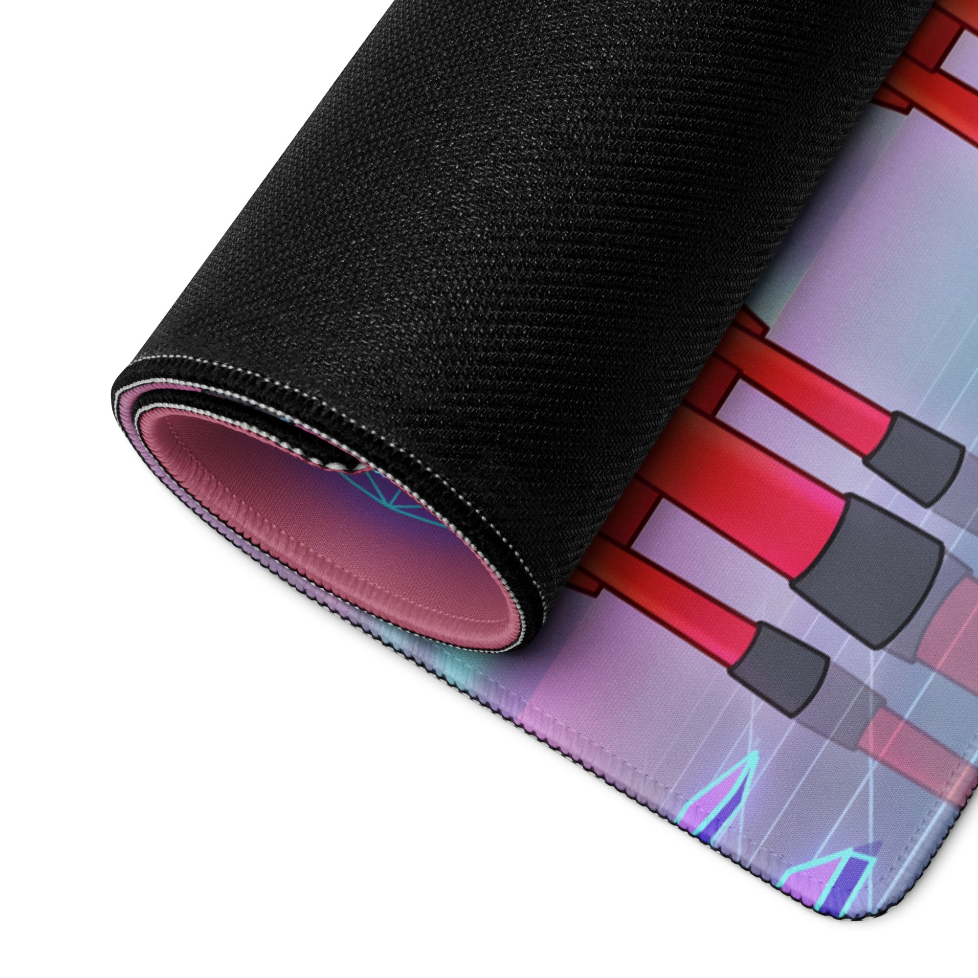 Vaporwave Neon Blossom Pad - Mouse Pad Pink Cyan Desk Setup Vaporwave Dreamy Retro Futuristic Aesthetic Digital Art
