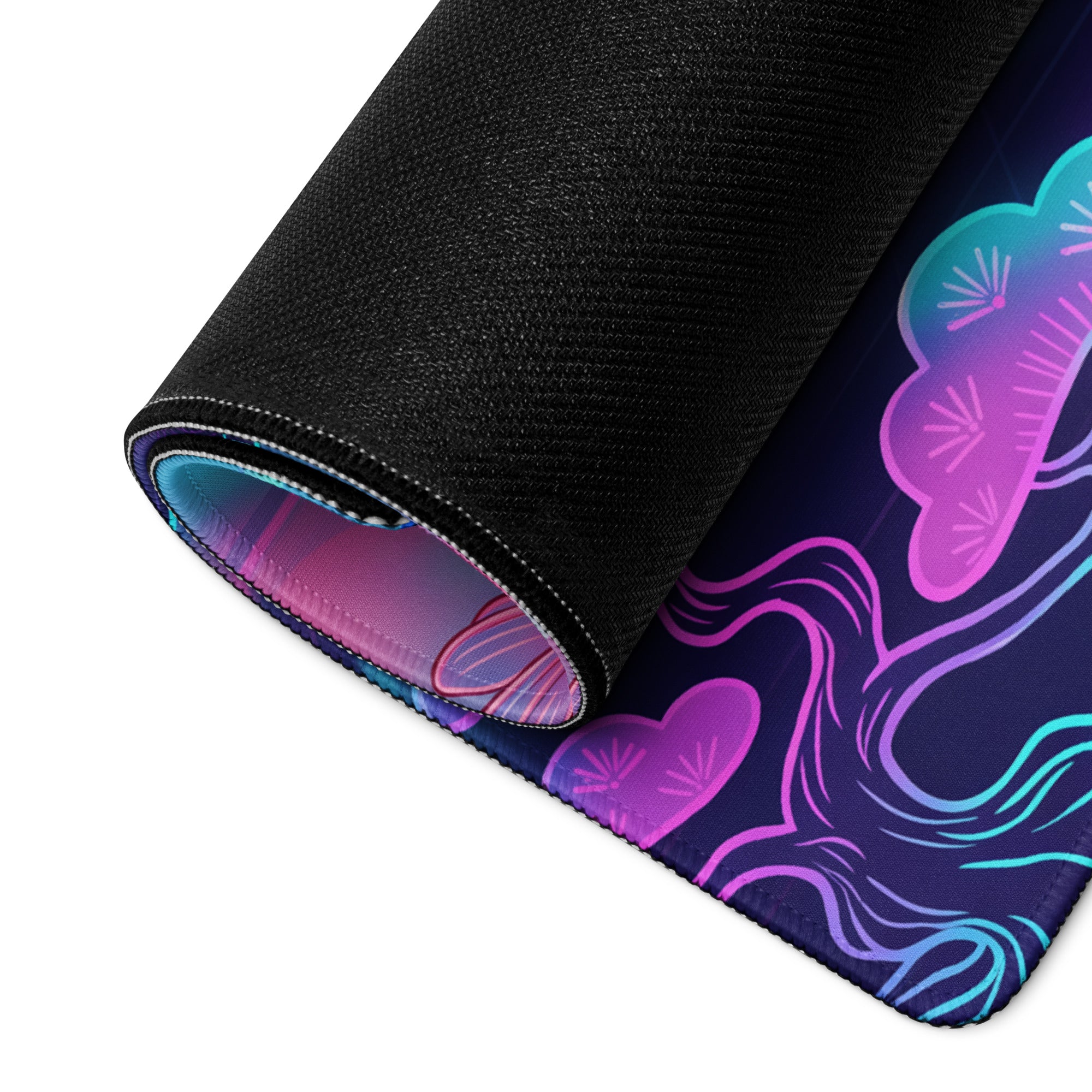 Neon Koi Vaporwave Mouse Pad - Koi Fish Neon Pink Cyan Vaporwave Vibrant Mood Neon Synthwave Decor Large Pad Digital Art