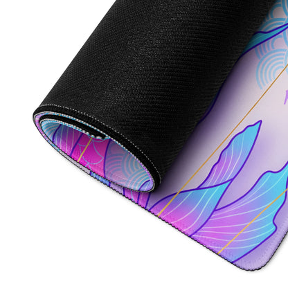 Vaporwave Koi Fish Gaming Pad - Koi Fish Pink Purple Blue Gaming Desk Vaporwave Neon Retro Futurism Mouse Pad Digital