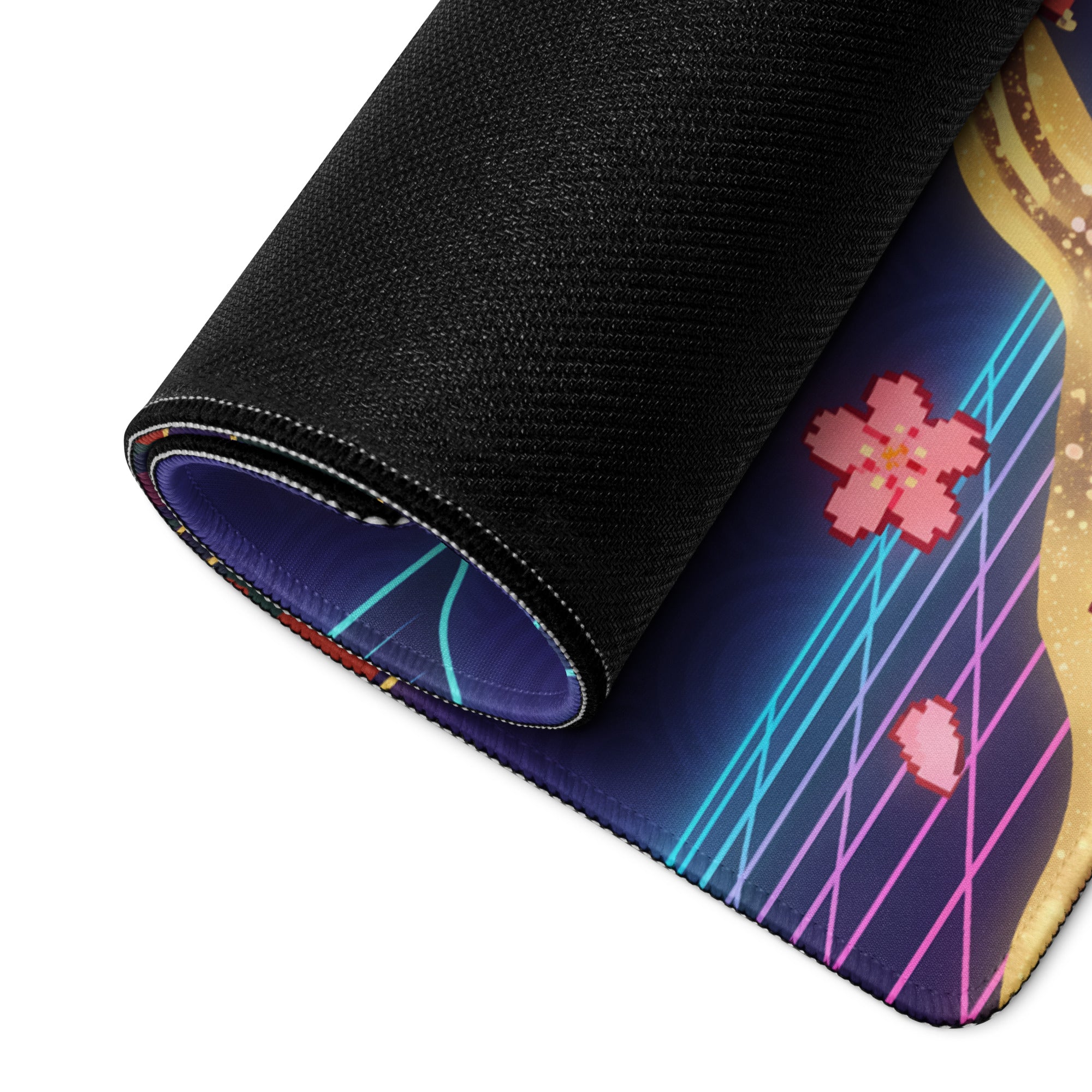 Vaporwave Koi Mouse Pad - Mouse Pad Purple Blue Gold Gaming Vaporwave Mood Nostalgic Neon Minimalist Niche DeskMat Art