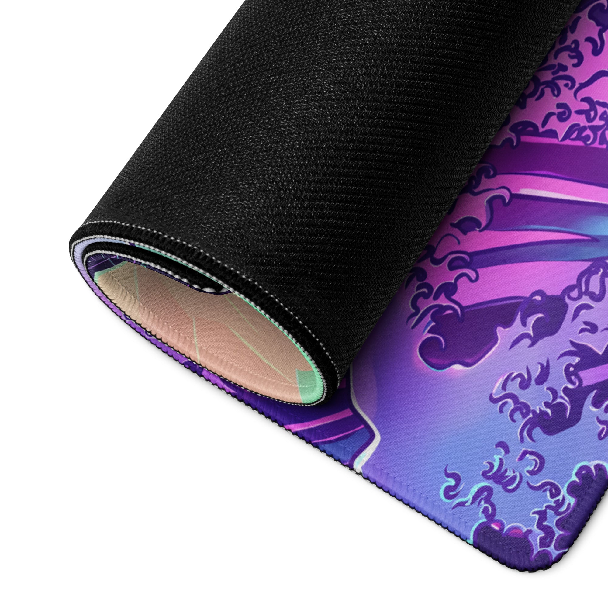Vaporwave Koi Neon Mouse Pad - Koi Neon Purple Pink Teal Desk Vaporwave Dreamy Neon Mood Vaporwave Digital Art