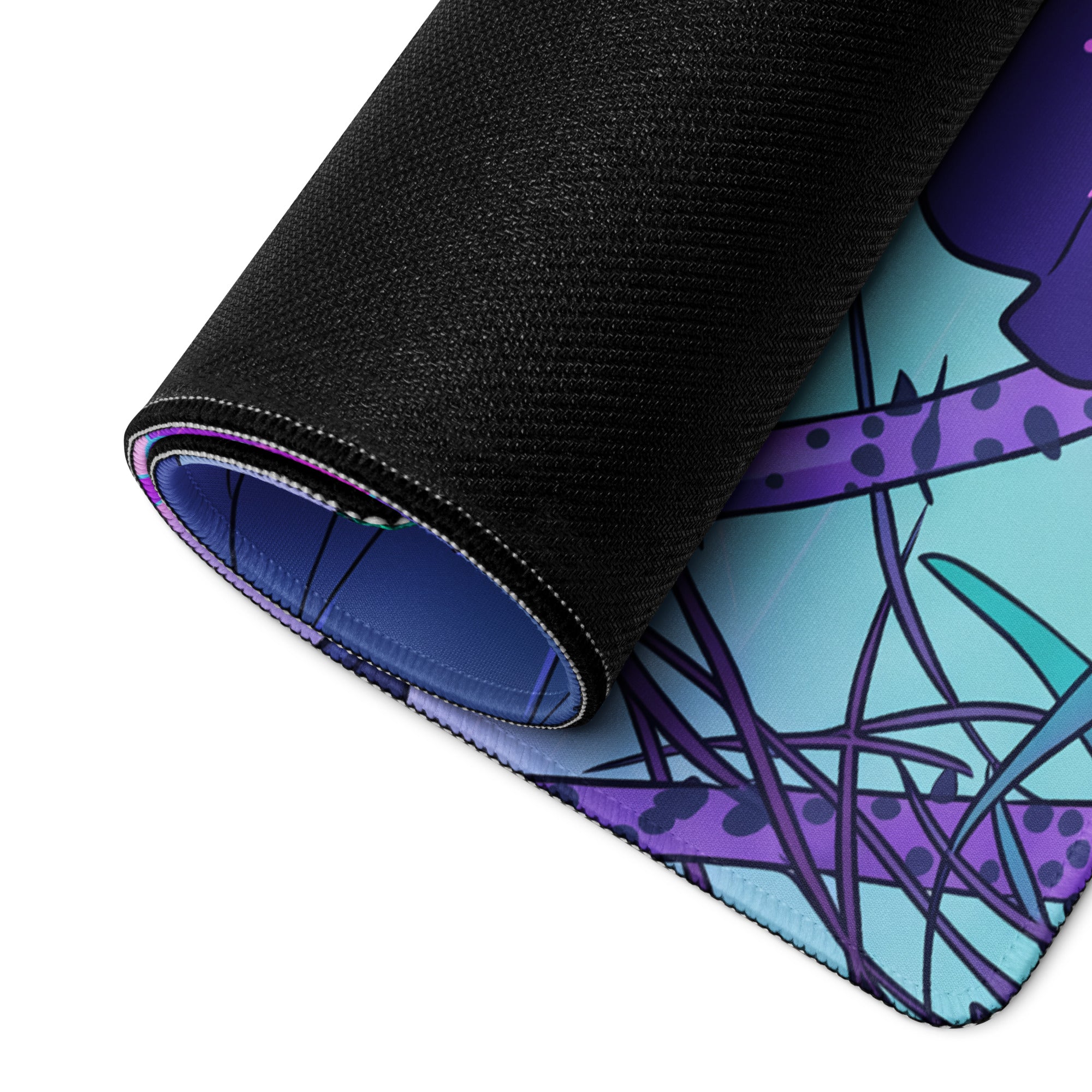 Vaporwave Neon Lotus Mouse Pad - Gaming Mouse Pad Blue Purple Pink Desktop Vaporwave Dreamy Mood Neon Decor Digital