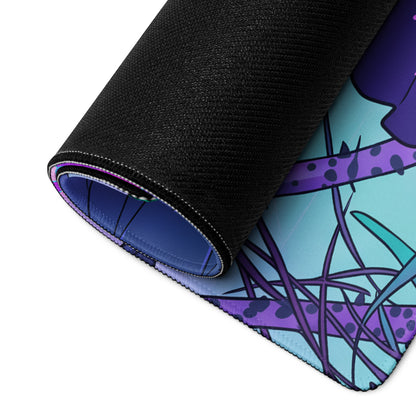 Vaporwave Neon Lotus Mouse Pad - Gaming Mouse Pad Blue Purple Pink Desktop Vaporwave Dreamy Mood Neon Decor Digital