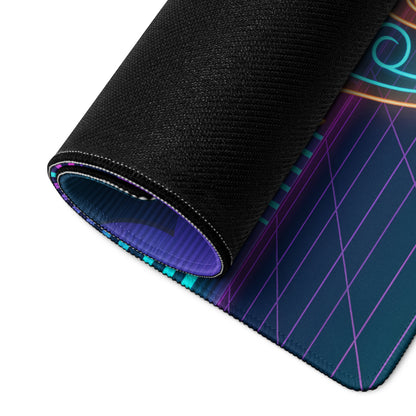 Vaporwave Neon Koi Mouse Pad - Mouse Pad Neon Purple Pink Blue Desk Vaporwave Dreamy Neon Decor Koi City Digital Art