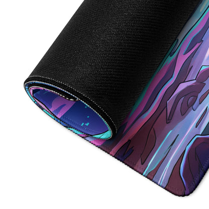 Neon Vaporwave Cityscape Mouse Pad - Mouse Pad Neon Purple Cityscape Dreamy Neon Mood Cyberpunk Desk Illustration