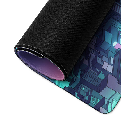 Neon Vaporwave City Mouse Pad - Mouse Pad Purple Pink Gradient Desktop Vaporwave Dreamy Nostalgia Neon Retro Desk Art