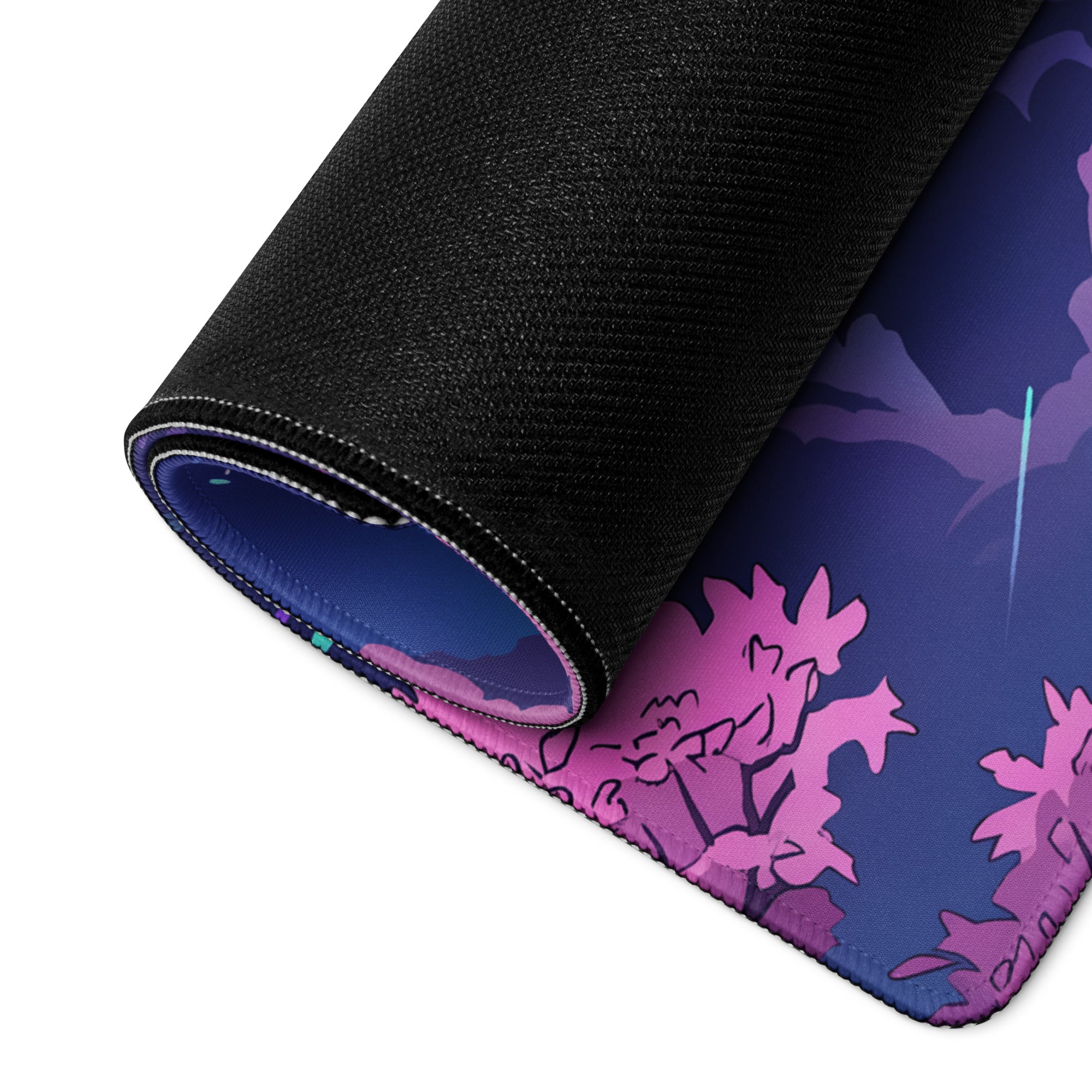 Vaporwave Mountain Neon Mouse Pad - Mountain Neon Purple Blue Gaming Vaporwave Dreamy Neon Mood Synthwave Decor