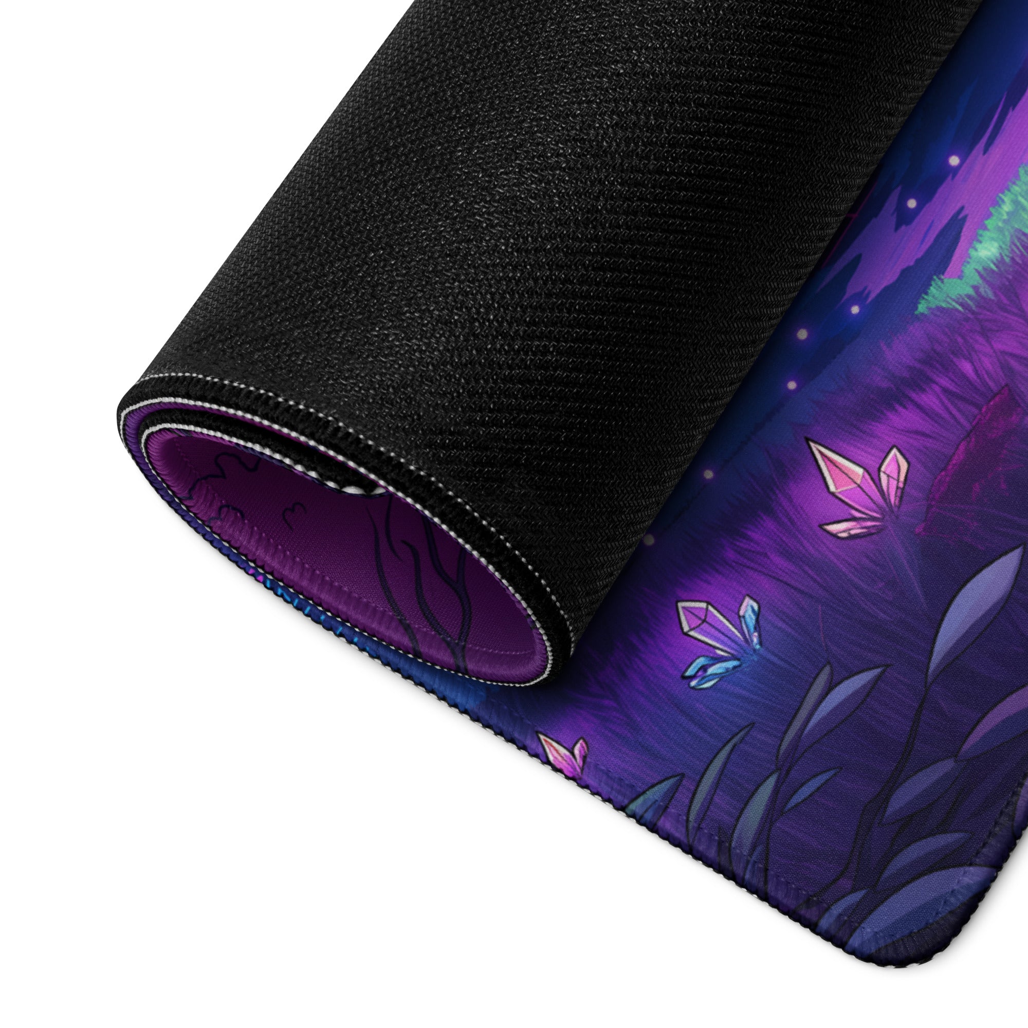 Vaporwave Neon Forest Mouse Pad - Forest Neon Purple Desk Gaming Vaporwave Dreamy Retro Futurism Desk Mat Digital Art