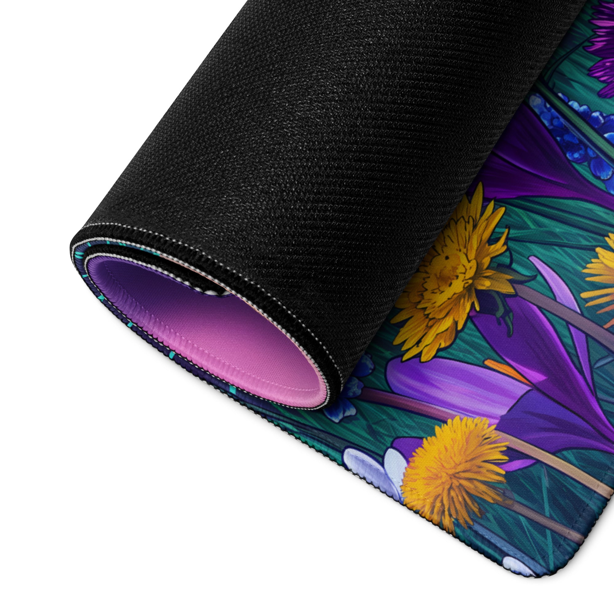 Vaporwave Prism Garden Mouse Pad - Mouse Pad Neon Purple Pink Night Desk Dreamy Surreal Synthwave Office Decor Digital Art